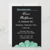 サプライズ90歳の誕生日テンプレート 緑 紫 ダイジー 招待状 (裏面)