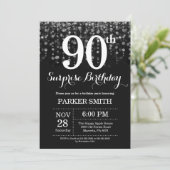 サプライズ90歳誕生日招待状 シルバーグリッター 招待状 (スタンド正面)