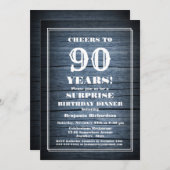 サプライズ90誕生日カントリーウッドディナーパーティー 招待状 (正面/裏面)