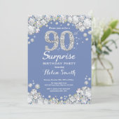 サプライズ90誕生日ブルーシルバーダイヤモンド 招待状 (スタンド正面)