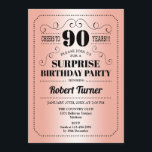 サプライズ90誕生日-バラ金ゴールドブラック 招待状<br><div class="desc">サプライズ90th誕生日招待状。レトロデザインフェイクバラ金ゴールド箔と黒。応援90年！任意のパーソナライズされた年に入ることができる。</div>