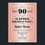 サプライズ90誕生日-バラ金ゴールドブラック 招待状<br><div class="desc">サプライズ90th誕生日招待状。レトロデザインフェイクバラ金ゴールド箔と黒。応援90年！任意のパーソナライズされた年に入ることができる。</div>