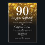 サプライズ90誕生日 – 黒金ゴールド白 招待状<br><div class="desc">サプライズ90th誕生日招待状。黒エレガント金ゴールド白デザイン。機能《写真》ぼけ味ライトとスクリプトフォント。成人男女の招待状。誕生日パーティスタイリッシュに最適。メッセージもしの詳細なカスタマイズが必要。</div>