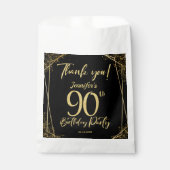 サプライズ90thバースデーパーティブラック&金ゴールドグリッター フェイバーバッグ (正面)