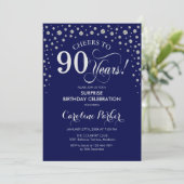 サプライズ90thバースデーパーティー – ネイビーシルバー 招待状 (スタンド正面)