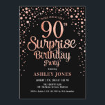 サプライズ90thバースデーパーティー – ブラック&バラ金ゴールド 招待状<br><div class="desc">90th Birthday Party Invitation（誕生日パーティーへの招待）黒エレガントのデザインとグリッターのバラ金ゴールド。スクリプトスタイリッシュのフォントと紙吹雪の機能。メッセージもしメッセージはカスタム年齢。</div>