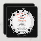 サプライズ90th誕生日パーティー招待ロータリー 招待状 (正面/裏面)