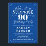 サプライズ90th誕生日パーティー – ネイビーホワイト 招待状<br><div class="desc">90th Birthday Party Invitation（誕生日パーティーへの招待）ネイビシンプルーとホワイトのクラスのデザイン。男性または女性のための驚きの日のお祝い。どんなカスタマイズ年にも入る事ができる！</div>