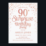 サプライズ90th誕生日パーティー – バラ金ゴールド&ホワイト 招待状<br><div class="desc">90th Birthday Party Invitation（誕生日パーティーへの招待）白エレガント色のデザインとグリッターのフェイクバラ金ゴールド。スクリプトスタイリッシュのフォントと紙吹雪の機能。メッセージもしメッセージはカスタム年齢。</div>