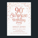 サプライズ90th誕生日パーティー – バラ金ゴールド&ホワイト 招待状<br><div class="desc">90th Birthday Party Invitation（誕生日パーティーへの招待）白エレガント色のデザインとグリッターのフェイクバラ金ゴールド。スクリプトスタイリッシュのフォントと紙吹雪の機能。メッセージもしメッセージはカスタム年齢。</div>