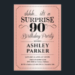 サプライズ90th誕生日パーティー – バラ金ゴールド 招待状<br><div class="desc">90th Birthday Party Invitation（誕生日パーティーへの招待）シンプルの古典的なデザインバラ金ゴールドと黒。バラフェイク金ゴールド箔パターンとスクリプエレガントトフォントを搭載。男性または女性のための驚きの日のお祝い。どんなカスタマイズ年にも入る事ができる！</div>