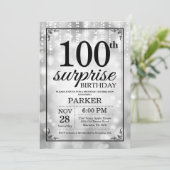 サプライズ90th誕生日招待状シルバーグリッター 招待状 (スタンド正面)