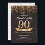サプライズ90th誕生日招待状ブラックアンド金ゴールド 招待状<br><div class="desc">サプライズ90th誕生日招待状。黒と金ゴールドグリッター。大人の誕生日パーティーの招待状。女性や男性はバッシュをする。さらにカスタマイズするには、「クリック カスタマイズ   」ボタンをクリックし、デザインツールを使用してこのテンプレートを変更してください。</div>