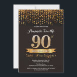 サプライズ90th誕生日招待状ブラックアンド金ゴールド 招待状<br><div class="desc">サプライズ90th誕生日招待状。黒と金ゴールドグリッター。大人の誕生日パーティーの招待状。女性や男性はバッシュをする。さらにカスタマイズするには、「クリック カスタマイズ   」ボタンをクリックし、デザインツールを使用してこのテンプレートを変更してください。</div>