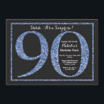 サプライズ90th誕生日招待状ブルーグリッター 招待状<br><div class="desc">サプライズ90誕生日招待状。黒と青のグリッターの誕生日パーティ招待状（背景は黒）。サプライズ誕生日。大人の誕生日。男性も女性もバッシュパーティー。さらにカスタマイズするには、「クリックカスタマイズit」ボタンをクリックし、デザインツールを使用してこのテンプレートを変更してください。</div>