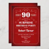 サプライズ90th誕生日招待状 – 赤白 招待状 (正面/裏面)