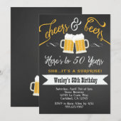 サプライズ！お祝いビール 50歳誕生日パーティー招待状 招待状 (正面/裏面)