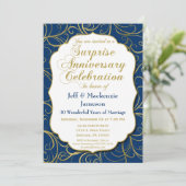 サプライズ・アニバーサリー・招待・ネイビー・ゴールド・スワール 招待状 (スタンド正面)