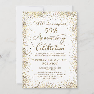 サプライズ ゴールド グリッター 50周年 結婚記念日 招待状