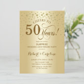 サプライズ ゴールド 50周年記念のお祝い 招待状 (スタンド正面)