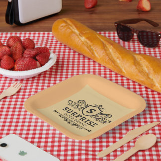 サプライズ スーパー ブランド ラグジュアリー ウェディング パーティー モダン ブラック ペーパープレート