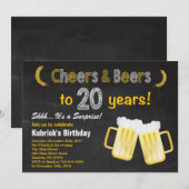 サプライズ チェアーズ アンド ビールズ 20歳の誕生日招待状 招待状 (正面/裏面)