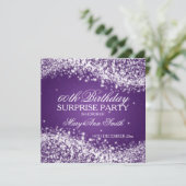 サプライズ·バースデー·パーティきらめくー·ウェーブ·パープル 招待状 (スタンド正面)