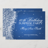 サプライズ·バースデー·パーティきらめくー·ウェーブ·ブルー 招待状 (正面/裏面)