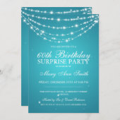 サプライズ·バースデー·パーティきらめくー·チェーンターコイズ 招待状 (正面/裏面)