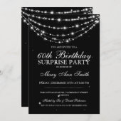 サプライズ·バースデー·パーティきらめくー·チェーン·ブラック 招待状 (正面/裏面)