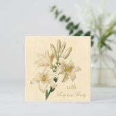 サプライズ·バースデー·パーティーシック·シック·ヴィンテージ·リリー·フラワーズ 招待状 (スタンド正面)