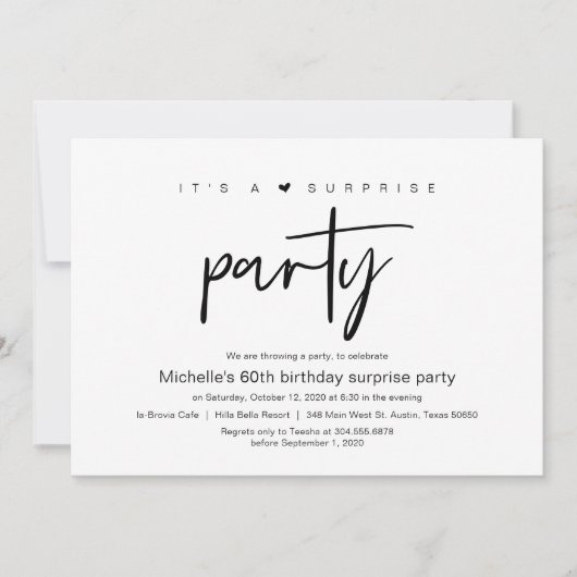 サプライズ・バースデー・パーティー・お祝い招待 招待状 (正面)