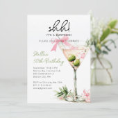 サプライズ バースデー パーティー ウォーターカラー マーティーニ グラス 招待状 (スタンド正面)