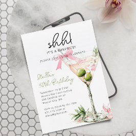 サプライズ バースデー パーティー ウォーターカラー マーティーニ グラス 招待状