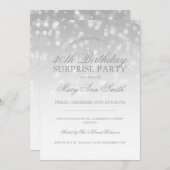 サプライズ·バースデー·パーティー·シルバー·《写真》ぼけ味·スパークル·ライト 招待状 (正面/裏面)