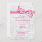 サプライズ·バースデー·パーティー·ダマスク&ピンク·ボウ 招待状 (裏面)
