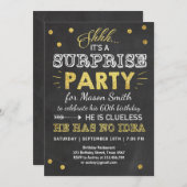 サプライズ·バースデー·パーティー·マン·アダルト·金ゴールド·チョーク 招待状 (正面/裏面)