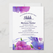 サプライズ·バースデー·パーティー。水彩フローラ招待状 招待状 (正面)