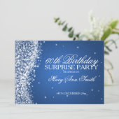 サプライズ バースデー パーティー 輝くウェーブ ブルー 招待状 (スタンド正面)