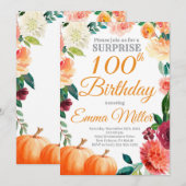 サプライズ パンプキン 秋の誕生日 招待状 (正面/裏面)