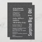 サプライズ ビッグ 7 オー バースデー グレー スター パターン 招待状 (正面/裏面)