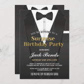 サプライズ ブラックタイ スーツ パーティー 誕生日 エージェント 招待状 (正面/裏面)