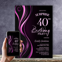 サプライズ ブラック＆ピンク 40歳の誕生日パーティー