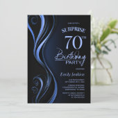 サプライズ ブラック＆ブルー 70歳の誕生日パーティー 招待状 (スタンド正面)