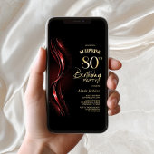 サプライズ ブラック レッド 80歳の誕生日パーティー 招待状