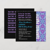 サプライズ 年 誕生日 パープルとブルーの花 V055 招待状 (正面/裏面)