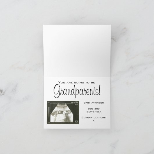 サプライズ!祖父母ベビースキャンのお知らせ カード (内部)
