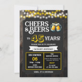 サプライズ！裏庭でビールと乾杯 45歳のお誕生日  招待状 (正面)