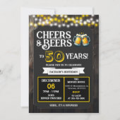 サプライズ！裏庭でビールと乾杯 50歳のお誕生日  招待状 (正面)