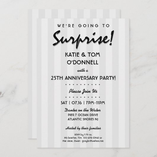 サプライズ！30thまたは任意の記念日パーティの招待状 招待状 (正面/裏面)